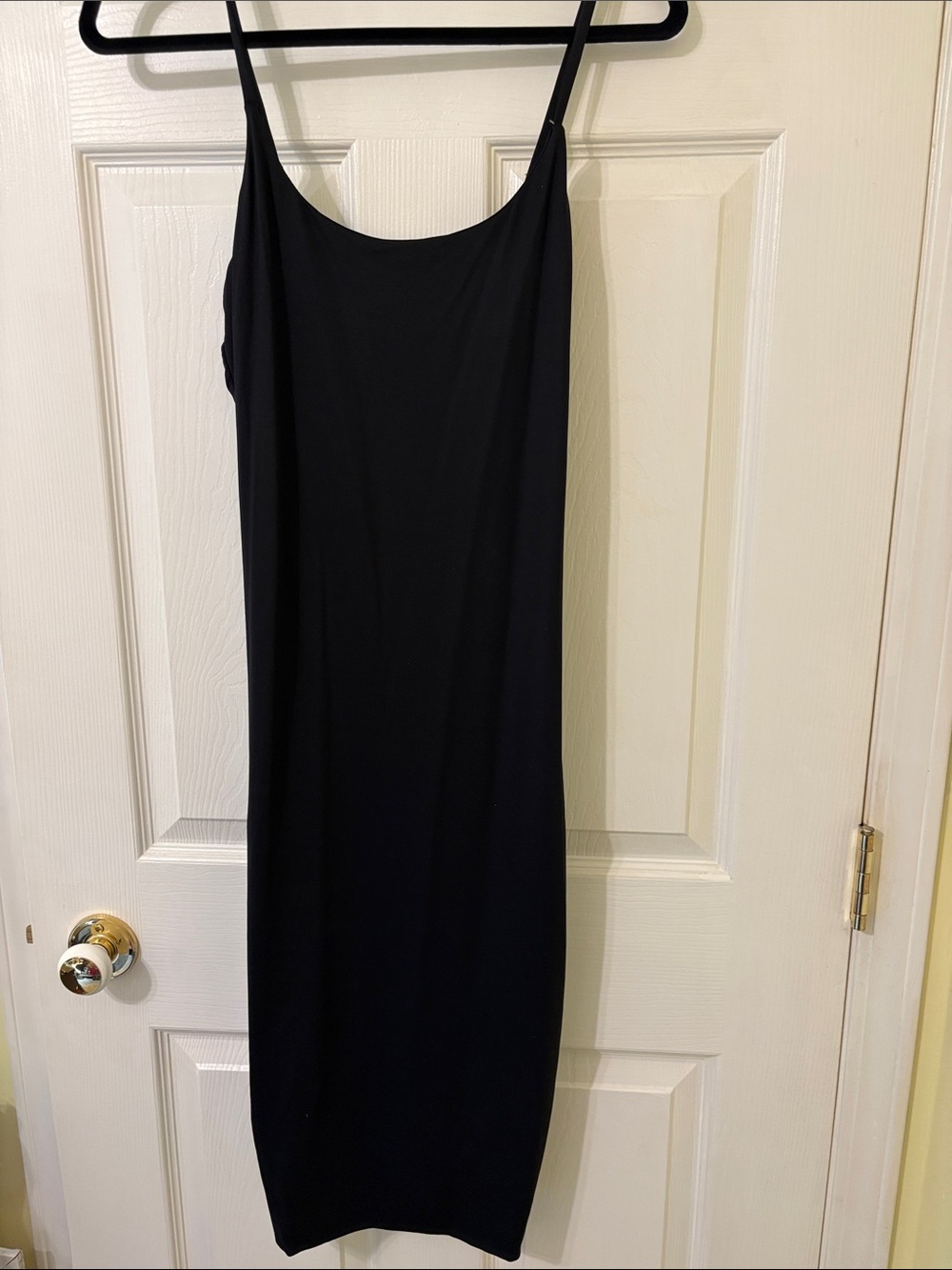 SUPRE Black Slip Midi Dress with Thin Straps